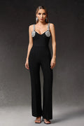 Liana Embellished Black Wide-Leg Jumpsuit