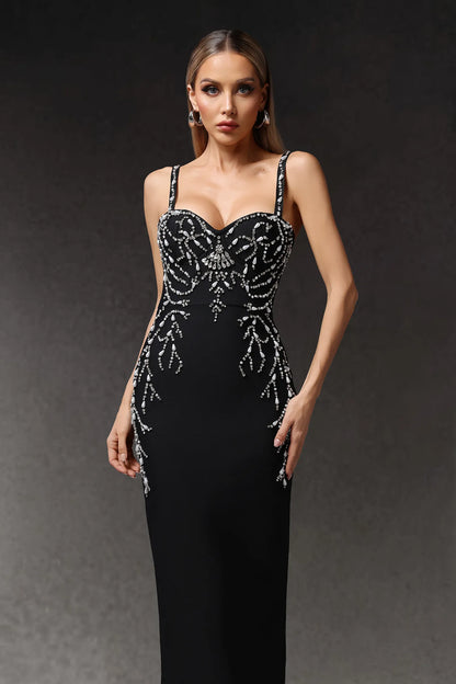LLstyle Sparkling Noir Embellished Gown