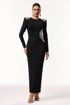 Kaia Elegant Cutout Pearl Maxi Dress