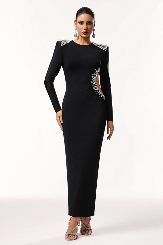LLStyle Elegant Cutout Pearl Maxi Dress