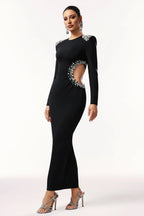 Kaia Elegant Cutout Pearl Maxi Dress