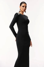 Kaia Elegant Cutout Pearl Maxi Dress