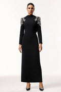 LLstyle Elegant Embellished Backless Black Gown