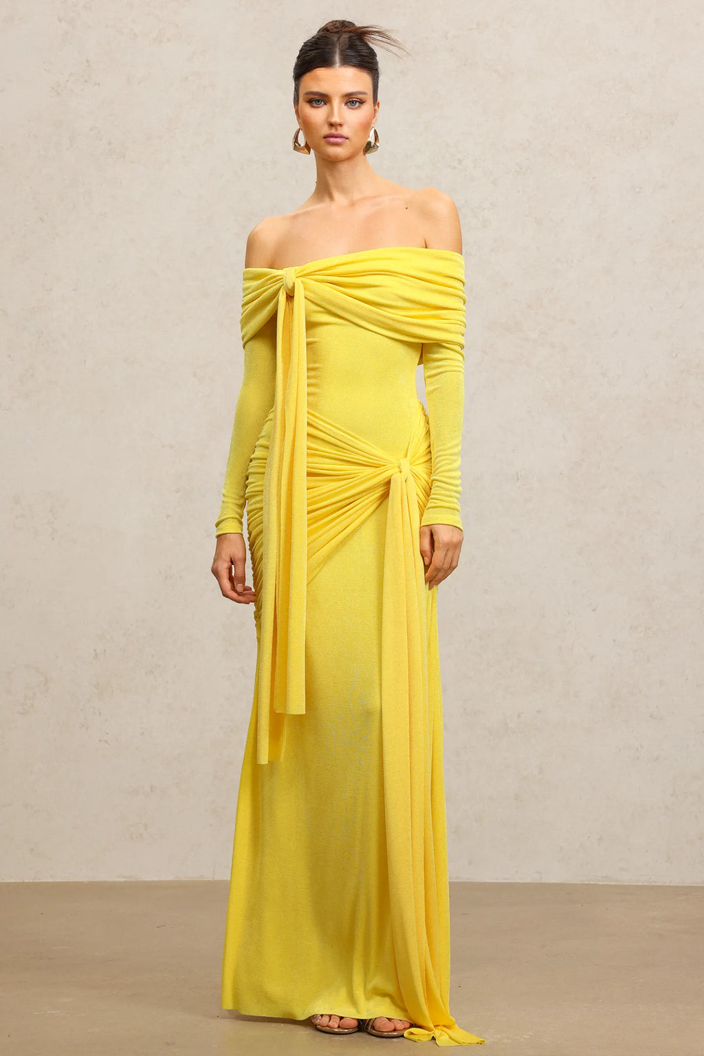 LLstyle Draped Off-Shoulder Ruched Maxi Dress