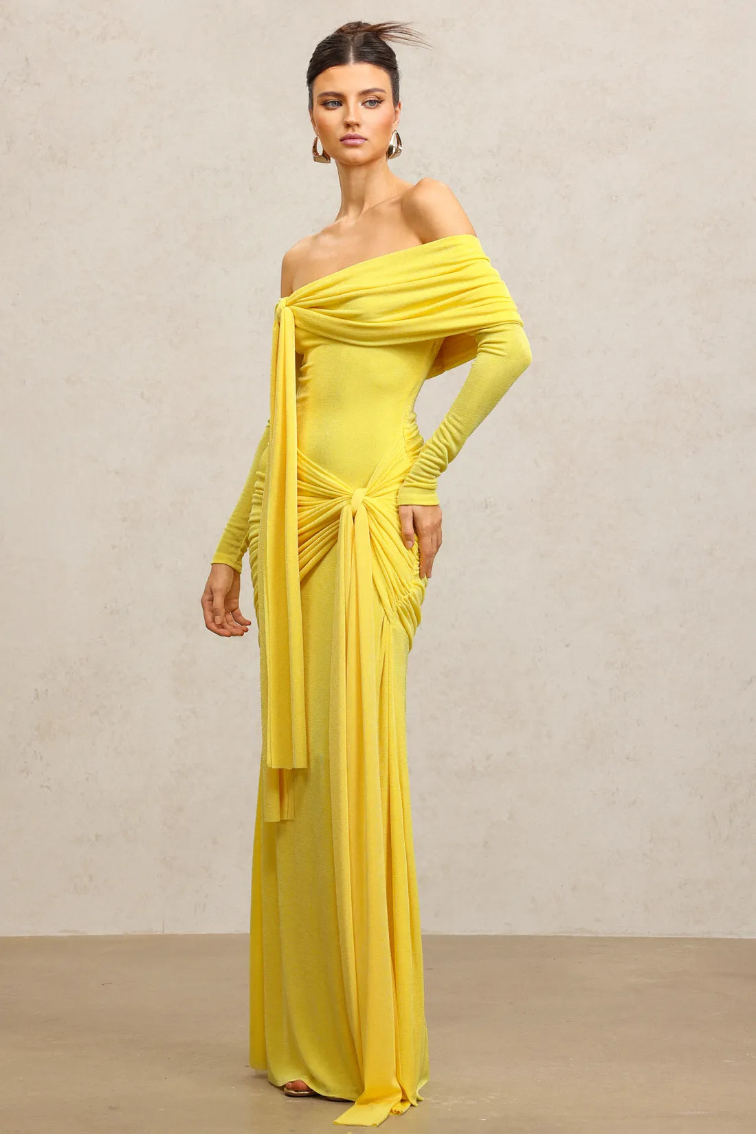 LLstyle Draped Off-Shoulder Ruched Maxi Dress