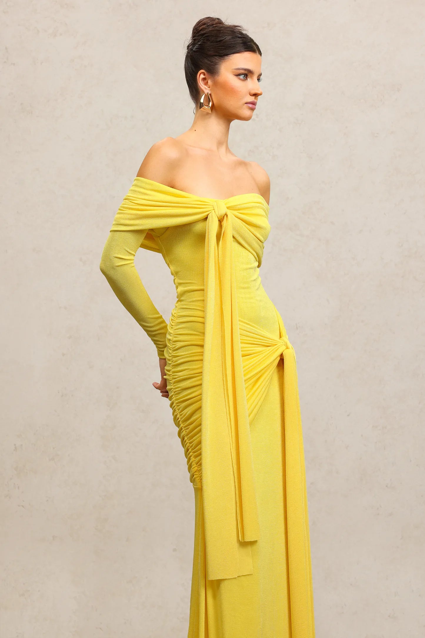 LLstyle Draped Off-Shoulder Ruched Maxi Dress