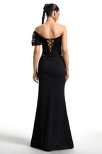 Nina Elegant Off-Shoulder Beaded Gown