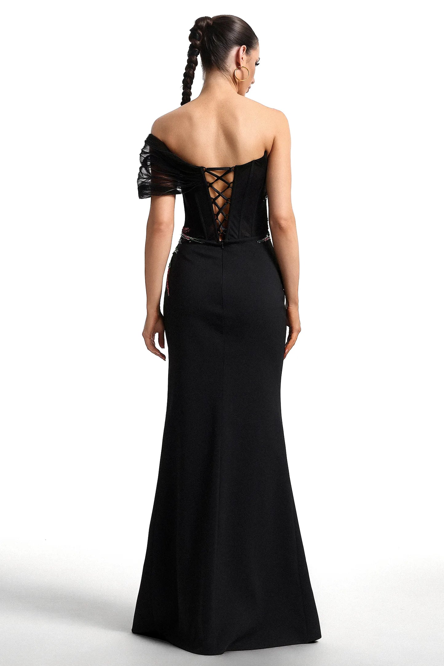 LLstyle Elegant Off-Shoulder Beaded Gown