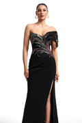 LLstyle Elegant Off-Shoulder Beaded Gown
