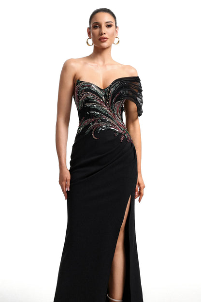 LLstyle Elegant Off-Shoulder Beaded Gown
