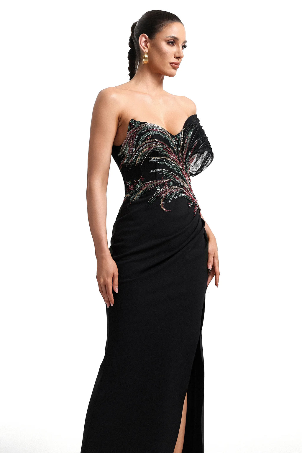 LLstyle Elegant Off-Shoulder Beaded Gown