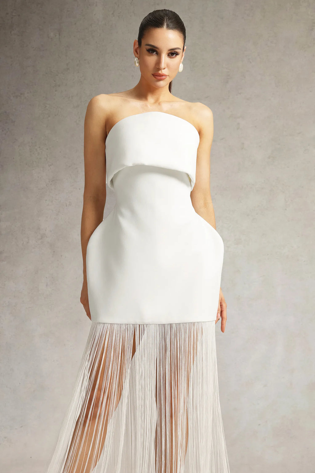 LLstyle Fringe Elegance Strapless Gown