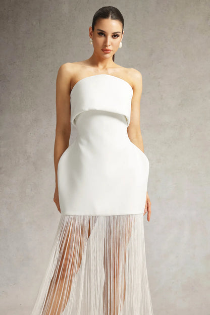 LLstyle Fringe Elegance Strapless Gown