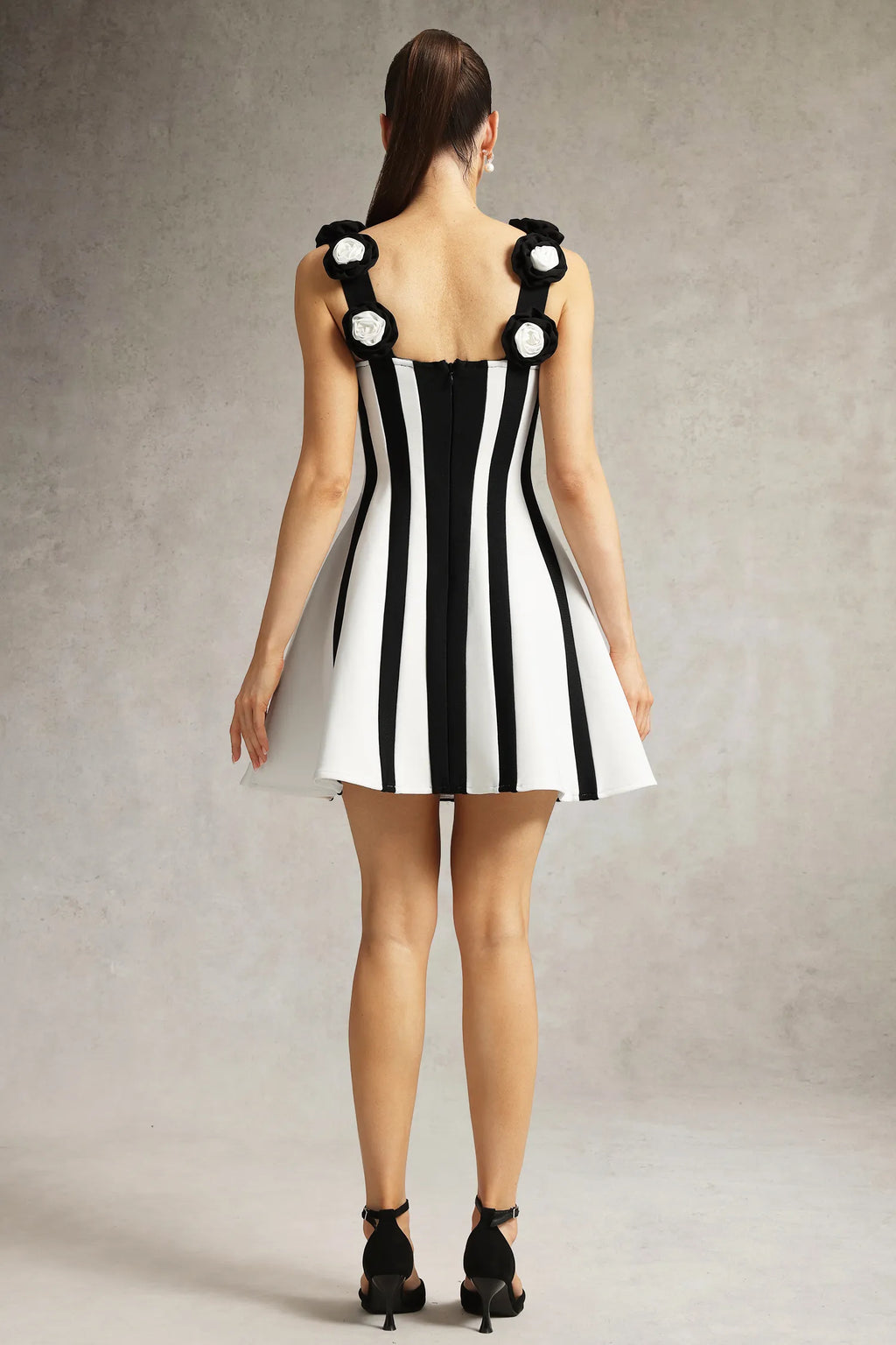 LLstyle Black Floral Appliqué Bodycon Maxi Dress