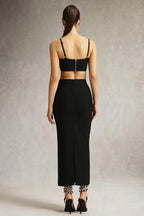Honey Floral Appliqué Two-Piece Midi Set