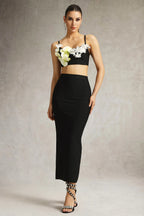 Honey Floral Appliqué Two-Piece Midi Set