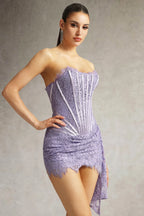 Zafira Lavender Lace Corset Mini Dress