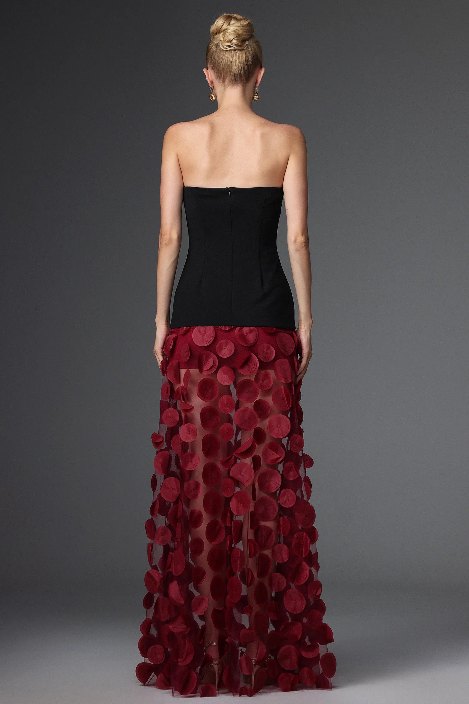 LLstyle Elegant Two-Tone Circle Appliqué Gown