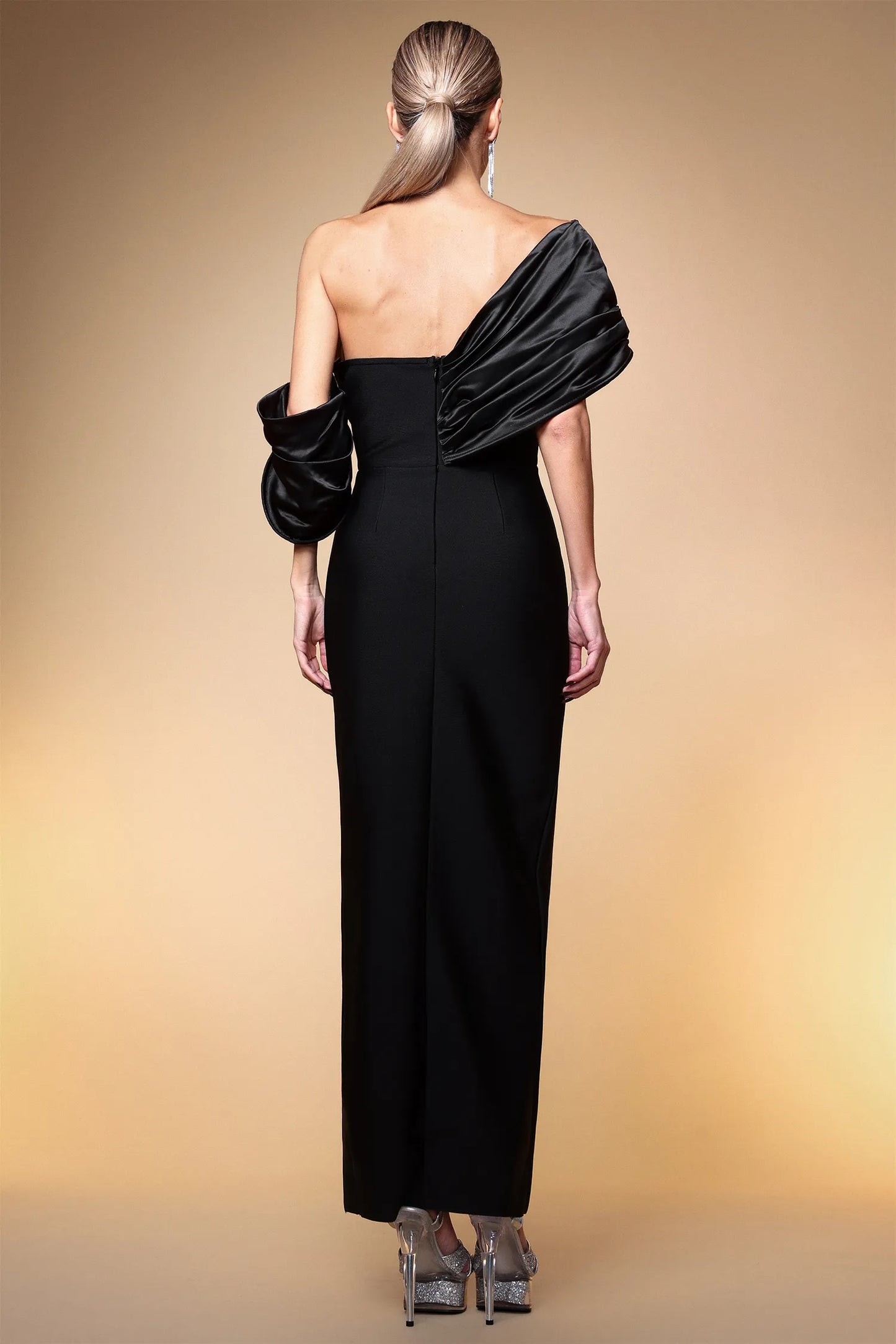 LLstyle Glamorous One-Shoulder Black Evening Dress