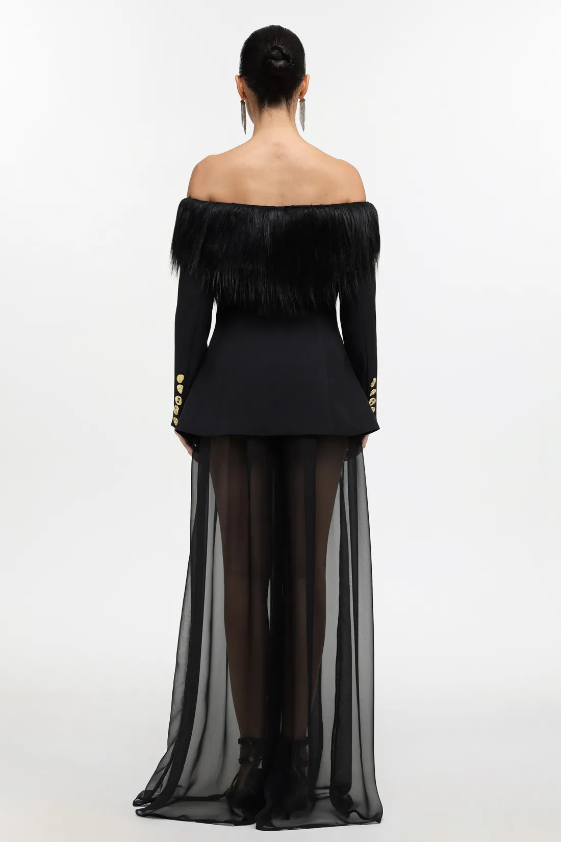 LLstyle Midnight Elegance Sheer Blazer Gown