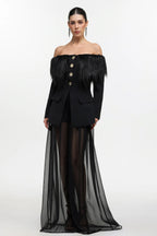SZA Midnight Elegance Sheer Blazer Gown
