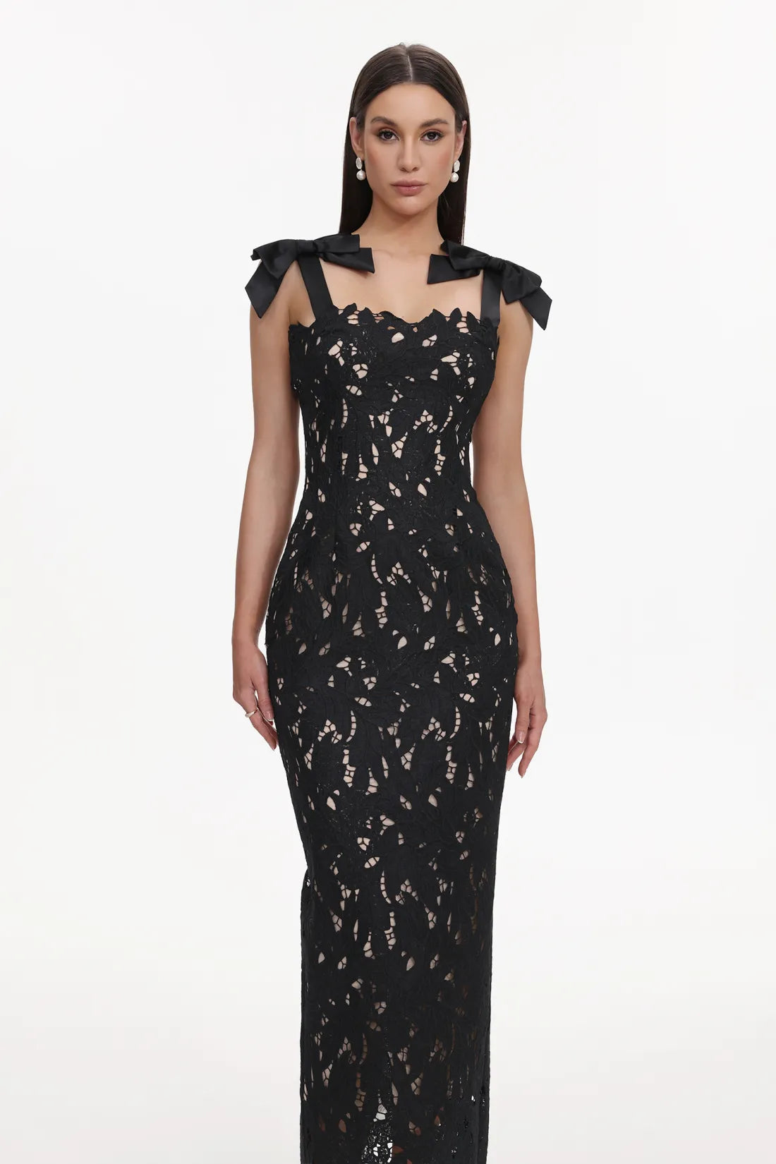 Constance Bow-Strap Lace Dress