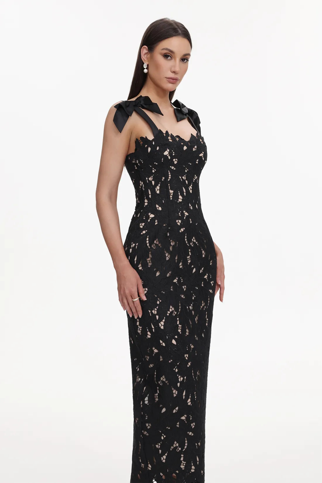Constance Bow-Strap Lace Dress