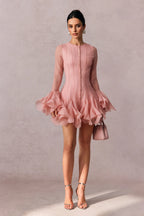 Chiama Blush Ruffle Mini Dress