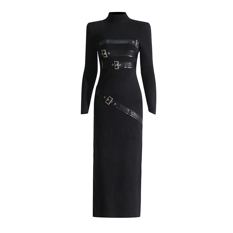 LLstyle Black Buckled Maxi Dress