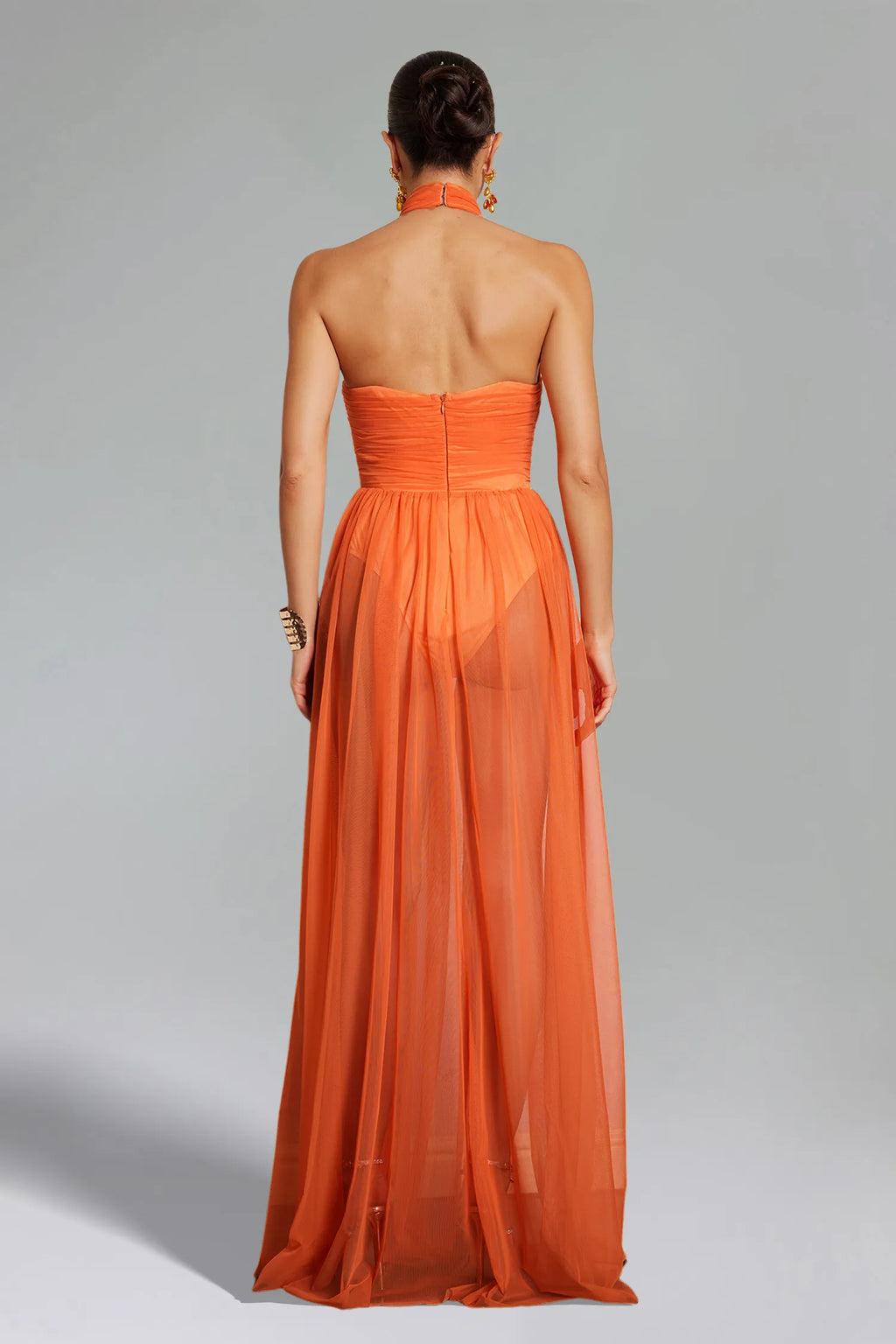 LLstyle Halter Cutout Chiffon Gown