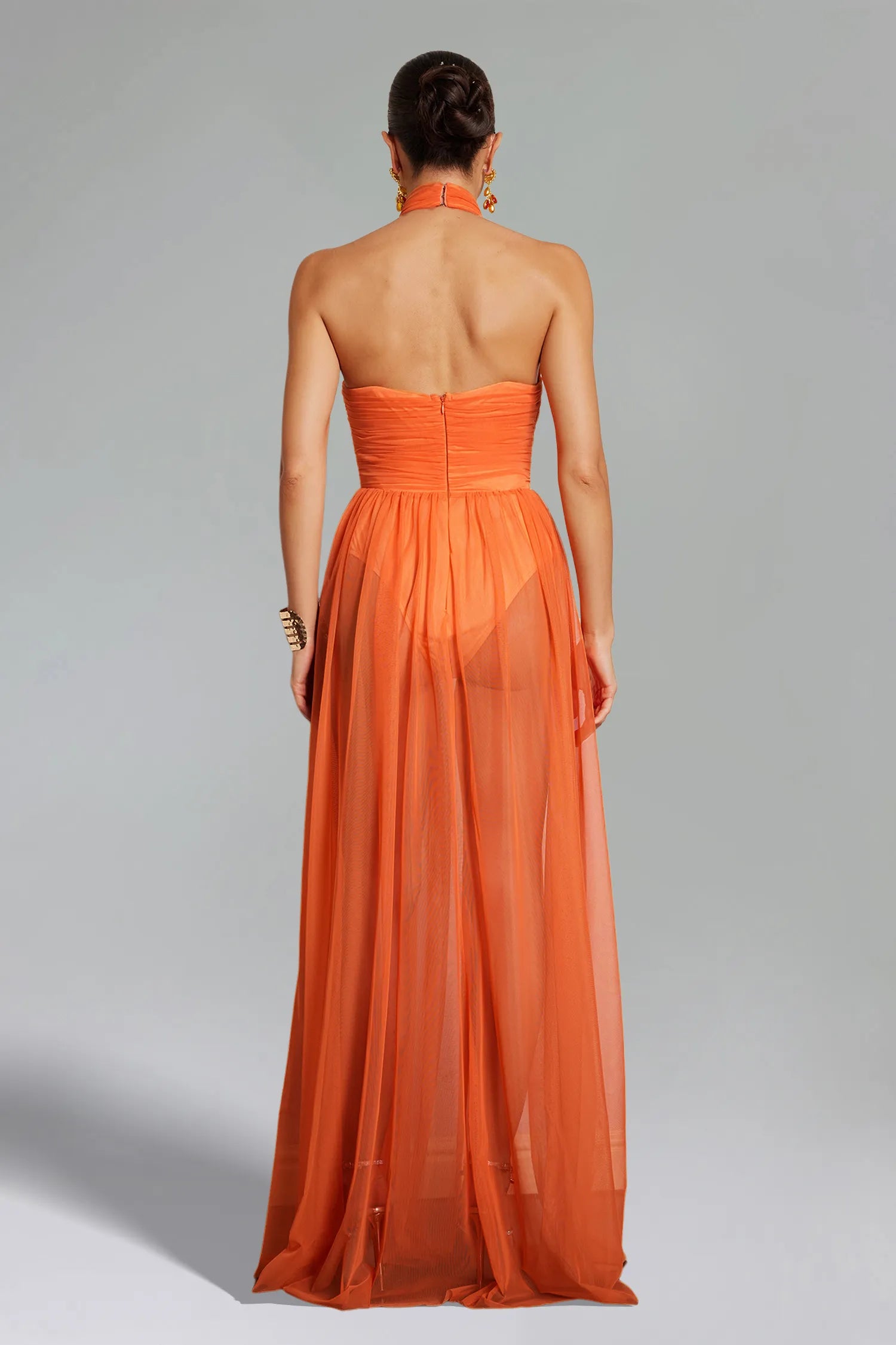 LLstyle Halter Cutout Chiffon Gown