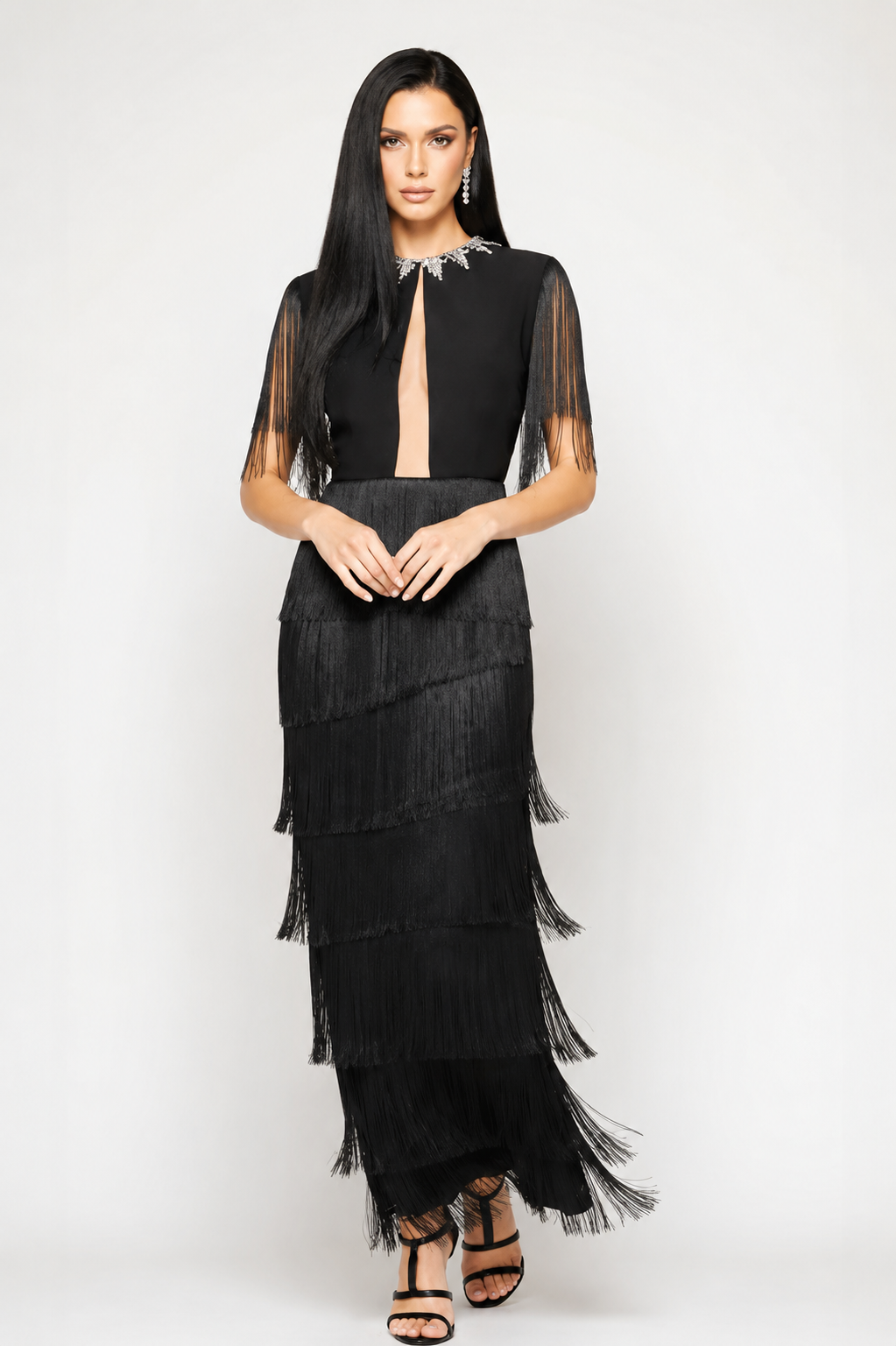 Black Fringe Elegance Dress