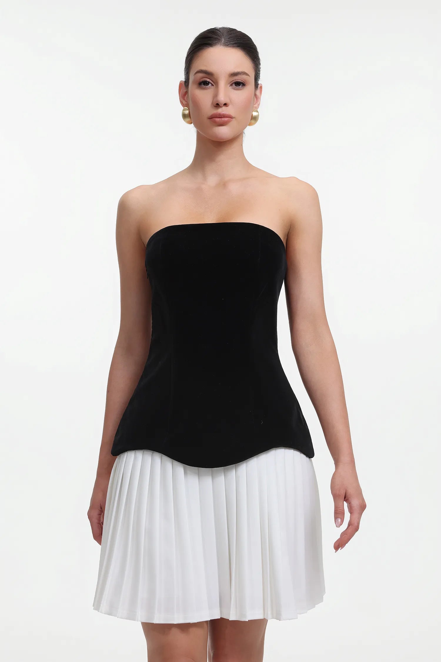 Beyoncé Strapless Corset Pleated Mini Dress
