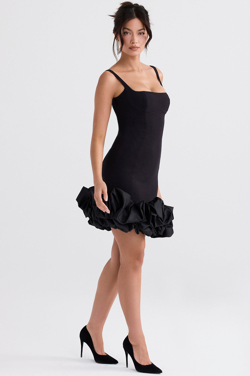 LLstyle Black Ruffle Hem Mini Dress
