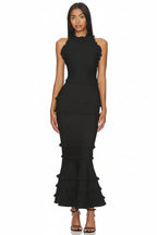Capri Open-Back Ruffle Hem Maxi Dress