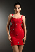 Joanna Embellished Red Mini Dress