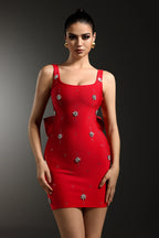 Joanna Embellished Red Mini Dress