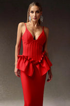 Leighton Red Ruffle Maxi Dress