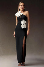 Harpe One-Shoulder Floral Appliqué Gown