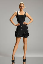 Veronica Crystal Floral Hem Mini Dress