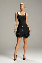 Veronica Crystal Floral Hem Mini Dress