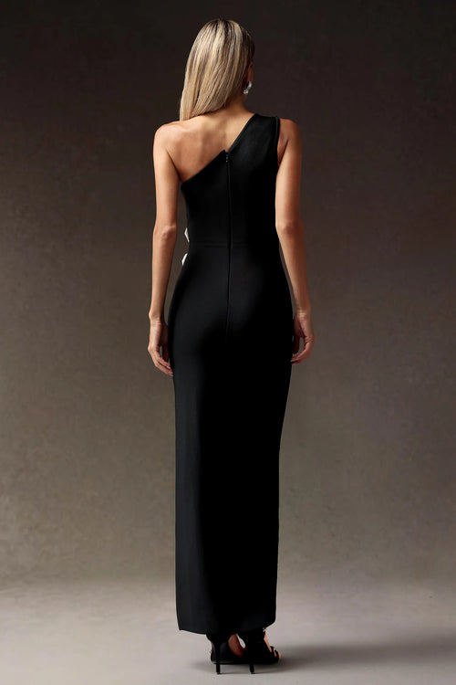 Harpe One-Shoulder Floral Appliqué Gown