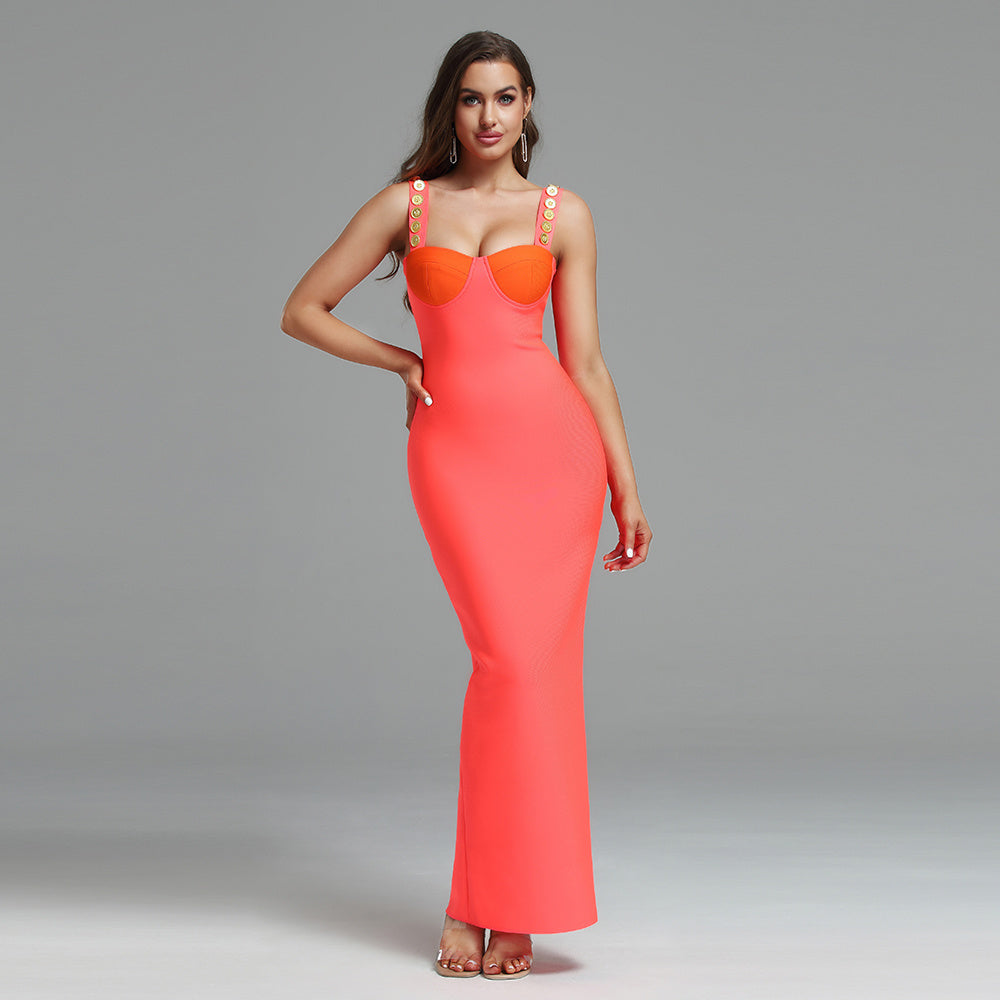 LLstyle Vibrant Two Tone Bodycon Maxi Dress