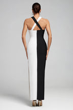 Carmenia Cross-Neck Contrast Dress