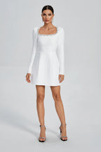 Vespera White Crystal Trim Mini Dress