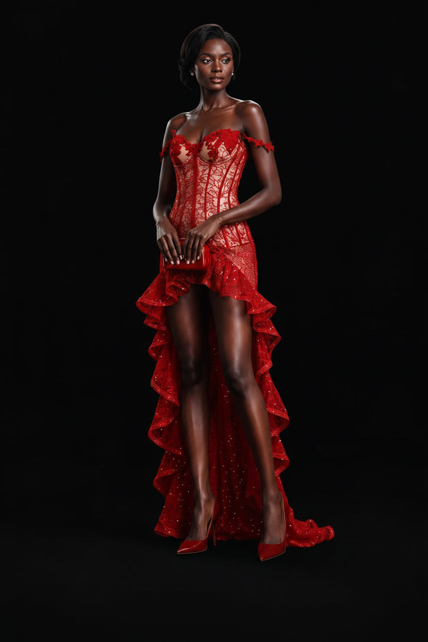Lace Corset High-Low Gown