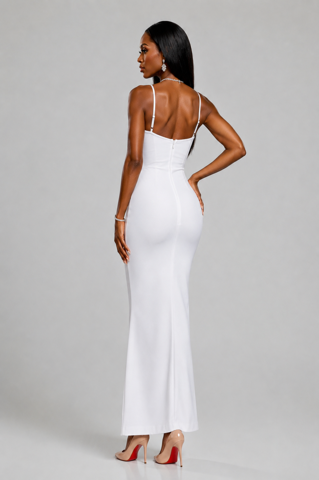 Silver Floral Elegance Maxi Dress