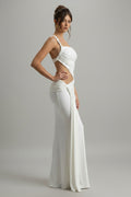 One-Shoulder Ruched Cutout Maxi Gown