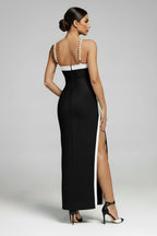 Ophelia Pearl Halter Contrast Maxi Dress