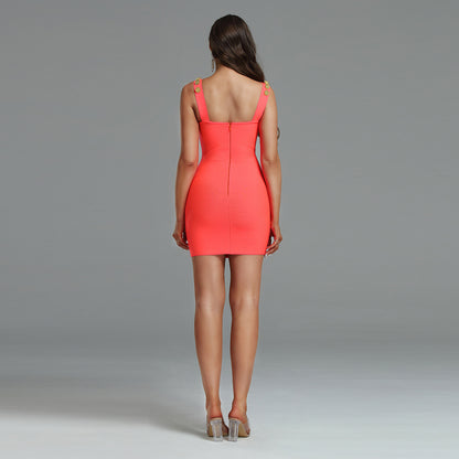 LLstyle Neon Coral & Orange Contrast Mini Dress